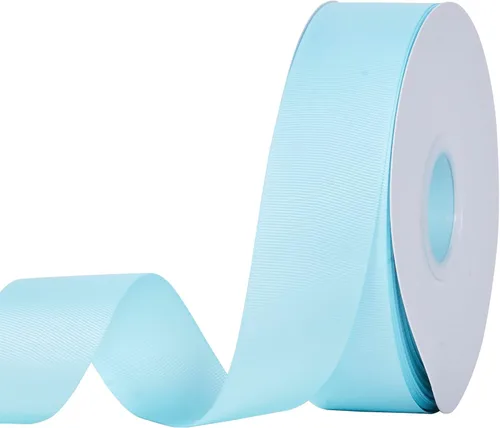 Miniatura 25 de YAMA Rollo de cinta de grogrén sólido, 1 pulgada, 25 yardas para cintas de envoltura de regalos, color blanco