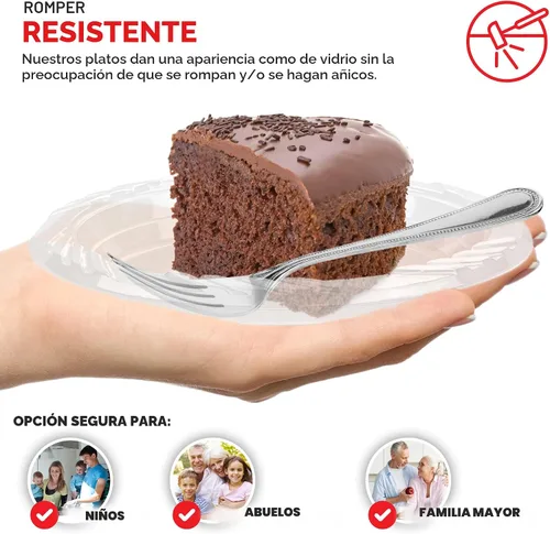 Miniatura 3 de Stock Your Home Platos de postre de plástico transparente de 6 pulgadas (paquete de 120) platos transparentes desechables flexibles para postres