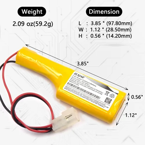 Miniatura 3 de Paquete de 2 baterías de repuesto para luces de salida/emergencia, compatible con Genlyte 52-0185, OSI OSA060AA, 420735-00, Genlyte 62-0185