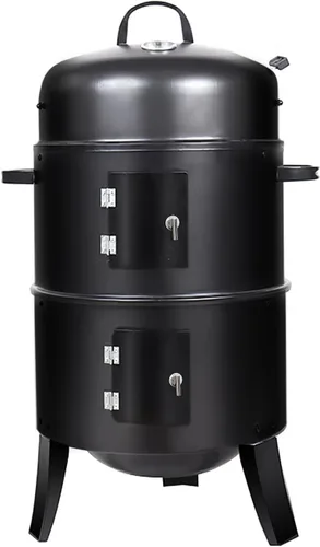 Miniatura 9 de Ahumador vertical de carbón de 16 pulgadas, mini parrilla de barbacoa, hoguera, 3 en 1 con termómetro integrado, ventilación de aire ajustable