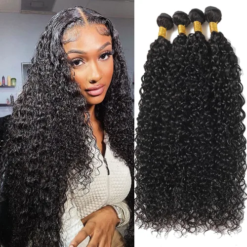 Miniatura 7 de Borchan Water Wave 3 Paquetes Cabello Humano Húmedo y Ondulado Cabello Humano 3 Paquetes para Mujeres Negras 16 18 20 Pulgadas Paquetes Brasileños