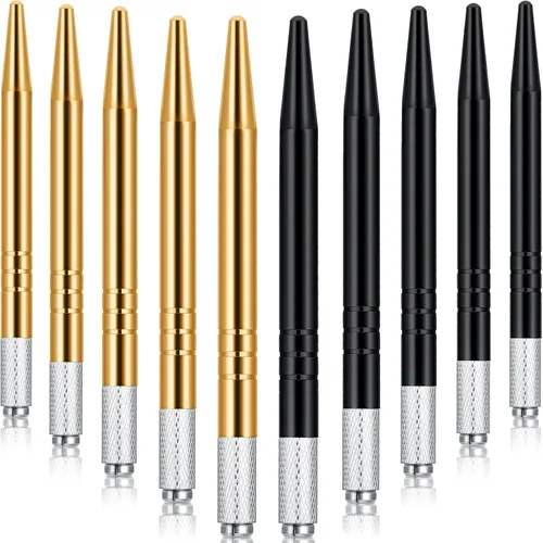 Chumia 10 bolígrafos Microblading, bolígrafos manuales para cejas, herramientas manuales de aluminio, soporte manual ligero para suministros de
