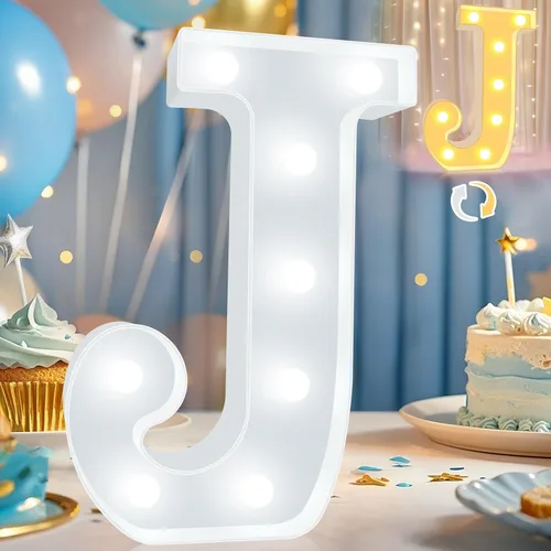 Miniatura 23 de Pooqla Letras con luces LED de marquesina, letras decorativas iluminadas en blanco cálido y blanco frío, letras del alfabeto iluminadas para niños