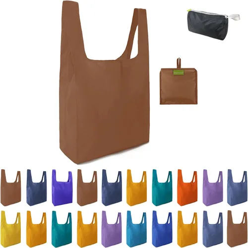 Miniatura 14 de BeeGreen Bolsas de comestibles reutilizables de Navidad con bolsa de almacenamiento con cremallera, paquete de 10 bolsas de compras reutilizables a