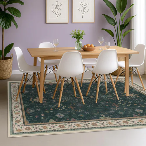 Miniatura 186 de Alfombra Boho Negra para Sala de Estar - Alfombra de Área Lavable de 10x14 Pies, Alfombras de Comedor para Debajo de la Mesa, Alfombra Suave de Pelo