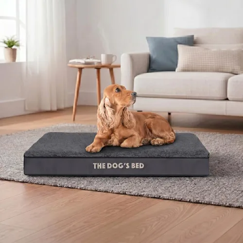 Miniatura 6 de The Dog's Bed - Cama ortopédica para perro, felpa gris grande, impermeable, cama de apoyo con fundas lavables reemplazables, aprobada por Peluche
