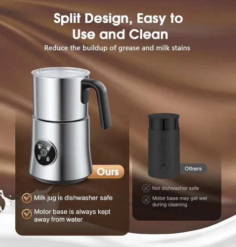 Miniatura 9 de Espumador de leche y vaporizador, espumador de leche eléctrico desmontable y de gran capacidad, máquina automática de espuma caliente y fría