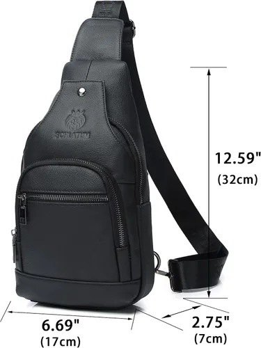 Miniatura 131 de LUKZIJAES Bolso bandolera de cuero genuino para hombre