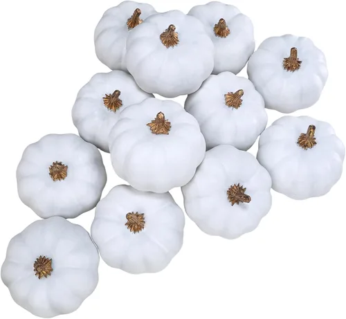 Miniatura 12 de Winlyn 12 calabazas artificiales pequeñas, color azul marino, calabazas decorativas de color azul oscuro, calabazas de espuma para regalos de otoño
