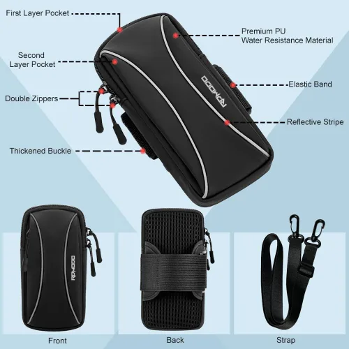 Miniatura 2 de Soporte para teléfono para correr, bolsa pequeña cruzada para hombro, bandas de brazo para correr y caminar, resistente al agua para iPhone 15, 14