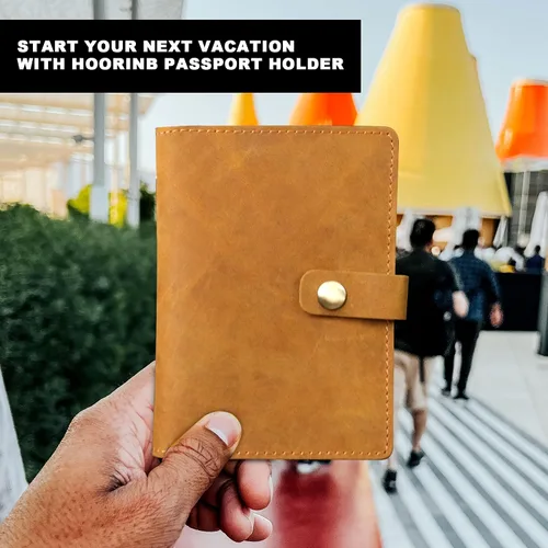 Miniatura 6 de Funda de cuero de grano completo para pasaporte para hombres y mujeres, cartera de pasaporte y tarjetero de vacuna, funda para pasaporte, cartera