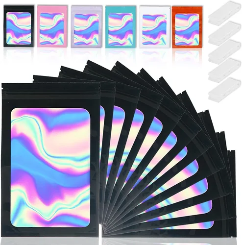 350 bolsas de Mylar para almacenamiento de alimentos, bolsa de Mylar de 4 x 6 pulgadas con ventana, bolsas resellables negras para pequeñas