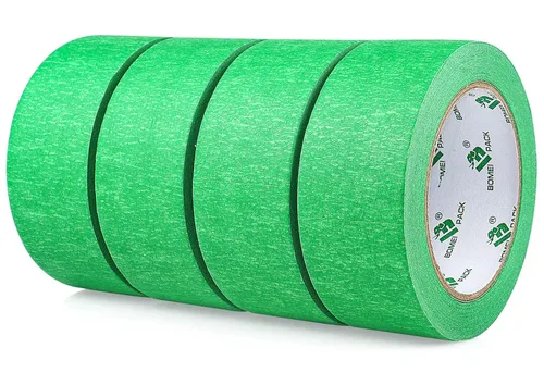 Miniatura 12 de BOMEI PACK Paquete de 4 cintas amarillas para pintores, 2 x 30 yardas, cinta adhesiva de pintura de primera calidad, cinta de papel de liberación