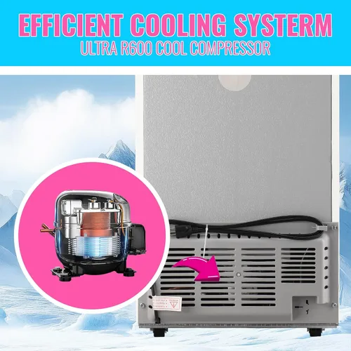 Miniatura 7 de DEMULLER Refrigerador retro con congelador, refrigerador de doble puerta tamaño apartamento con bandeja para huevos, refrigerador con estantes