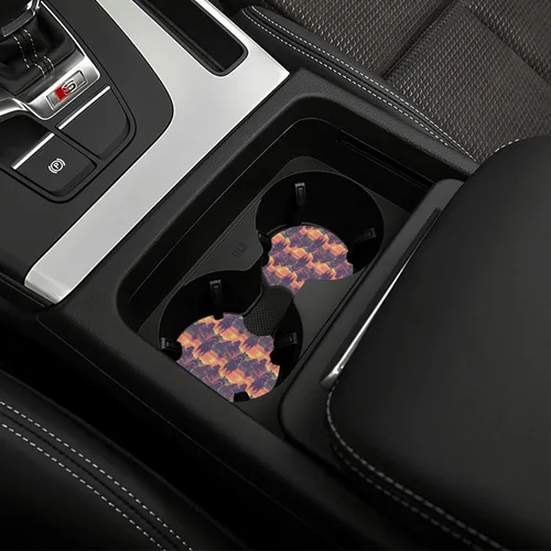 Miniatura 4 de 2Pcs Car Coasters for Women Men - 2.7 Inch Cyber Retro Western Cowboy Print Car Cup Coasters, Universal Non-Slip Silicone Auto Mug Mats Recessed