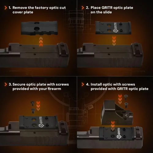 Miniatura 5 de GRITR Placa óptica para montar la óptica de huella RMR en modelos de armas de fuego Walther PDP con sistema de montaje de placa óptica 2.0