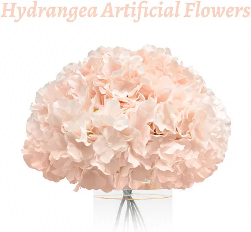 Miniatura 7 de 10 flores artificiales de hortensias, cabeza de hortensia artificial de seda con hortensias de tallo para novia, boda, baby shower, decoración