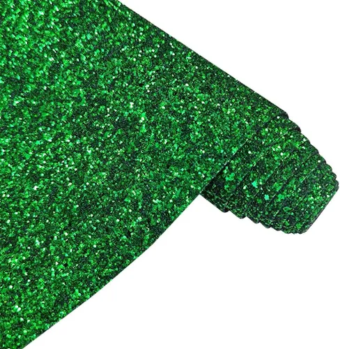 Miniatura 13 de Rollo de piel sintética con purpurina gruesa de color liso, 12 x 53 pulgadas, tela de costura sintética brillante para lazos para el cabello, Negro