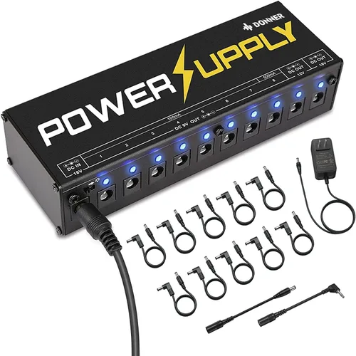Donner DP-1 Pedal de Guitarra Fuente De Alimentación 10 aislado DC salida 9 V/12 V/18 V para Pedal de efectos.