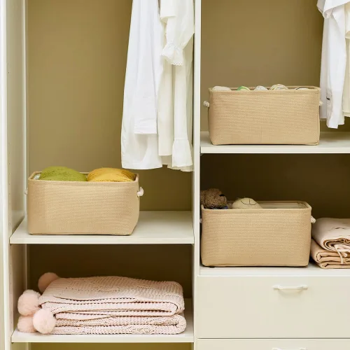 Miniatura 3 de TheWarmHome Contenedores de almacenamiento para estantes, tamaño mediano, 3 unidades, 13.8 pulgadas de largo x 9.8 pulgadas de ancho x 6.7 pulgadas