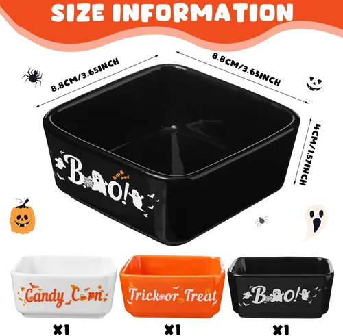 Miniatura 2 de Tanlade 3 piezas de tazón de caramelos de Halloween, mini plato para decoración de bandeja escalonada, tazón de caramelos de maíz cerámico