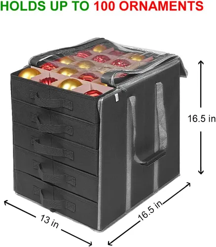 Miniatura 5 de ProPik Cajas de Almacenamiento de Adornos Navideños con Divisores - 5 Bandejas Separadas - Soporte para Adornos - Mantiene 100 Adornos Navideños
