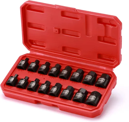 Miniatura 6 de EMENTOL 16 piezas de juego de destornilladores hexagonales de impacto de perfil bajo de 3/8 pulgadas, SAE/métrico, CR-MO, juego de 16 piezas