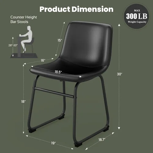 Miniatura 2 de YaFiti - Juego de 2 sillas de comedor de 18 pulgadas, sillas modernas tapizadas para comedor con cojines de piel sintética y patas de metal, silla
