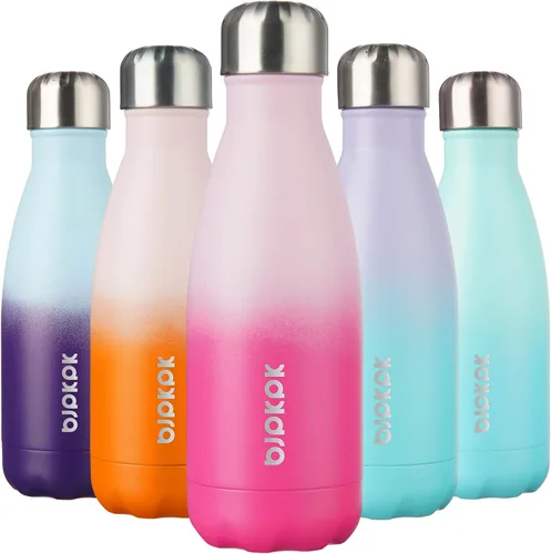 Miniatura 15 de BJPKPK Botellas de agua de acero inoxidable con aislamiento de 17 onzas, mantiene el frío y el calor, brillante oro rosa Oro rosa brillante