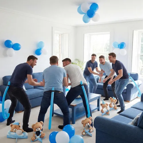 Miniatura 6 de Vicenpal Juego de 6 juegos de oso azul para baby shower, actividades divertidas para baby shower, juego de fiesta de revelación de género