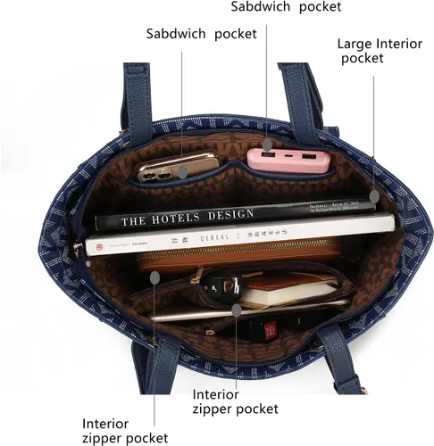 Miniatura 5 de MKF Collection Bolso de mano para mujer, bolso de mano de cuero vegano con asa superior