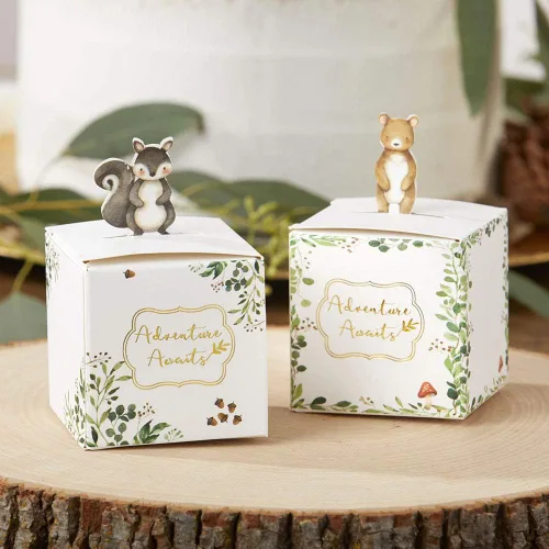 Miniatura 4 de Kate Aspen Decoraciones de baby shower del bosque, adorables cajas de recuerdo de animales del bosque para baby showers, cumpleaños y revelaciones