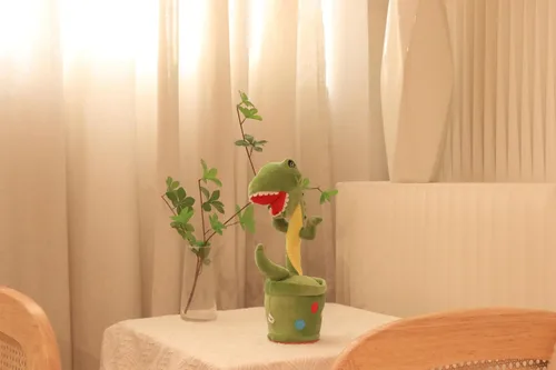 Miniatura 8 de Hopearl Dinosaurio bailarín brillante repite lo que dices – Talking T-Rex Wriggle Singing Mimicking Twisting Light Up Juguete de peluche animado
