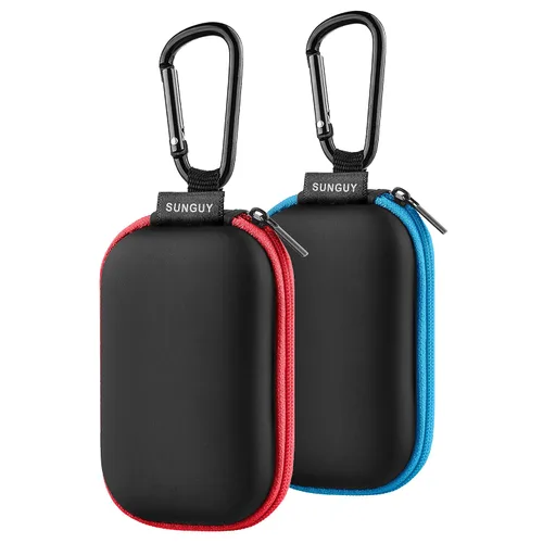 SUNGUY Paquete de 2 fundas para auriculares, estuche de transporte rectangular para auriculares, estuche portátil para auriculares, organizador de