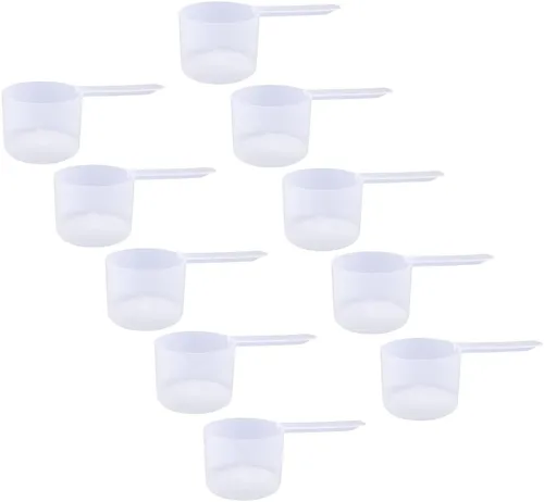 Miniatura 60 de Conjunto de 5 cucharas medidoras de plástico, 6 cucharadas (90 cc 3/8 taza 3 oz. 90 mL) con mango largo para polvos, gránulos, café, comida