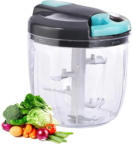 Procesador manual de alimentos, picador de verduras, picador de ajo portátil con cuerda de mano, cortador de cebolla para verduras, jengibre, GBazul