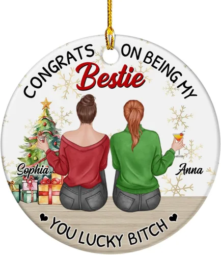 Miniatura 10 de Adorno de Bestie, Congrats On Being My Bettie You Lucky - Adorno de Navidad personalizado, regalos para alma gemela, árbol de Navidad colgante