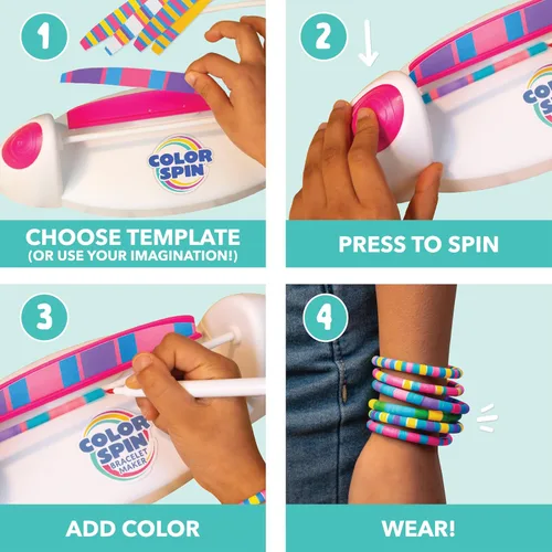 Miniatura 4 de Colorspin - Kit eléctrico para hacer pulseras de la amistad, haz pulseras en minutos para cumpleaños y regalos de amistad, haz 15 pulseras, diseño