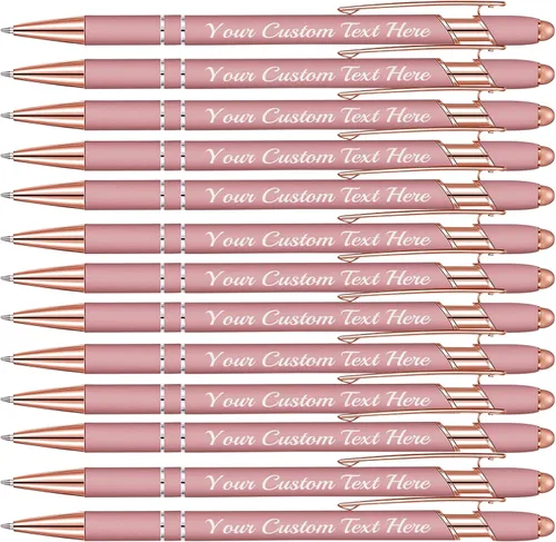 Hasta 504 bolígrafos personalizados con lápiz capacitivo grabado sin nombre, bolígrafos de metal personalizados para hombres y mujeres, oficina de