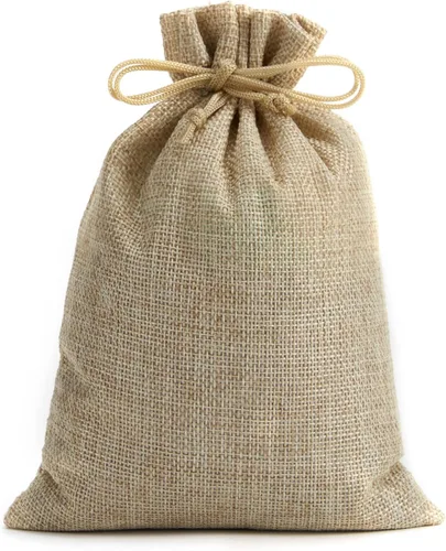 Miniatura 9 de Tendwarm 20 bolsas de regalo de arpillera de 7.8 x 11.8 pulgadas con cordón, bolsa de joyería de lino para recuerdos de fiesta de boda