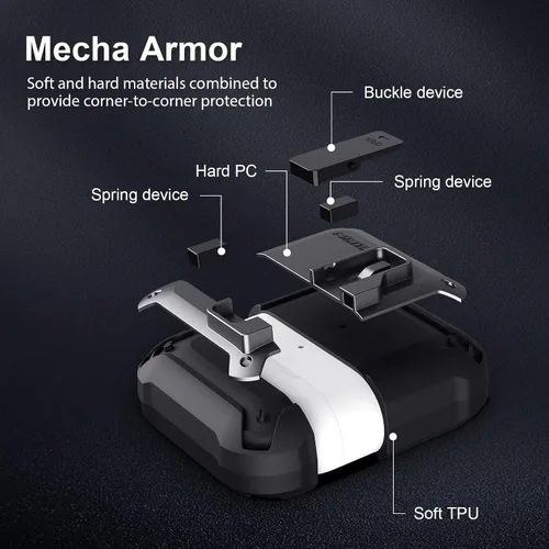 Miniatura 4 de Nillkin AirPods Pro - Funda protectora de cuerpo completo con llavero de metal, a prueba de golpes, para AirPods Pro 2019, color negro