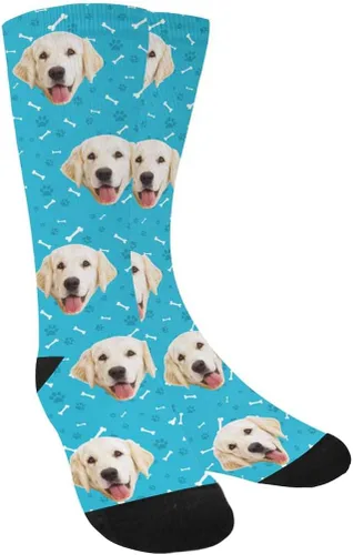 Calcetines personalizados con foto de la mascota, huellas de pisadas de gato y perro, patas, huesos, calcetines largos con imagen para hombres y