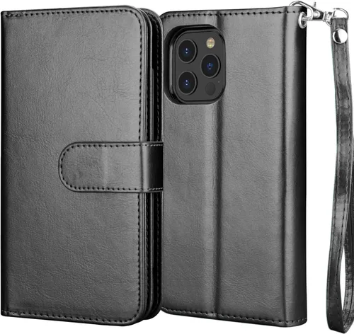 Miniatura 7 de NJJEX Funda compatible con iPhone 12 Pro Max / iPhone 12 Pro Max de 6.7 pulgadas (2020), [9 ranuras para tarjetas] tarjetero de piel sintética