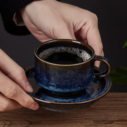 Miniatura 2 de JIEMEI HOME - Tazas apilables de porcelana para espresso con platillos y soporte de metal, tazas Demitasse de 4 onzas para bebidas de café, café
