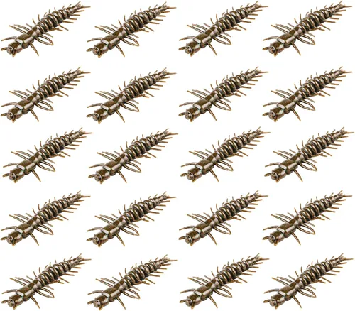 Eupheng Señuelos de pesca Hellgrammite de 2"/3", señuelos de pesca de plástico suave súper realistas para Ned Jig Drop Shot Rig, cantidad de 20