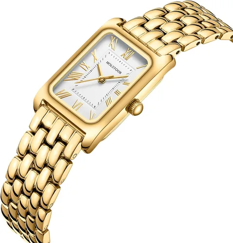 Miniatura 2 de Relojes para mujer, pulsera vintage, esfera romana, caja rectangular, reloj dorado, impermeable, con herramientas