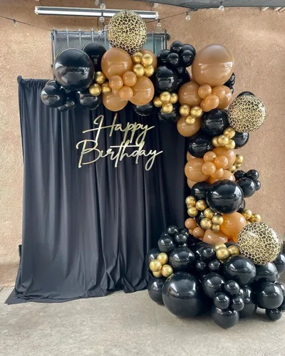 Miniatura 7 de Cortina de fondo negra: 2 paneles de 5 pies x 10 pies - Cortina de fondo de fotos de poliéster para escenario de boda, fiesta de cumpleaños