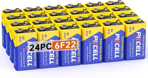 Miniatura 10 de PKCELL Baterías de 9 V, paquete de 10 baterías de 9 voltios de carbono y zinc, batería de 9 V para detector de humo, alarmas, batería cuadrada 6F22