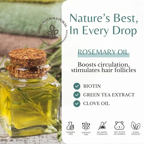 Miniatura 4 de Edenika Botanicals Juego de champú y acondicionador de aceite de romero con biotina para cabello fino y contra la caída del cabello, fórmula