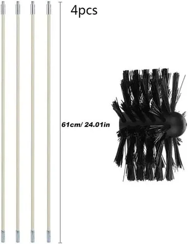 Miniatura 2 de Herramienta de barrido de chimenea, cepillo de ventilación para secadora, kit de cepillo de chimenea de nailon reutilizable para chimeneas de arriba